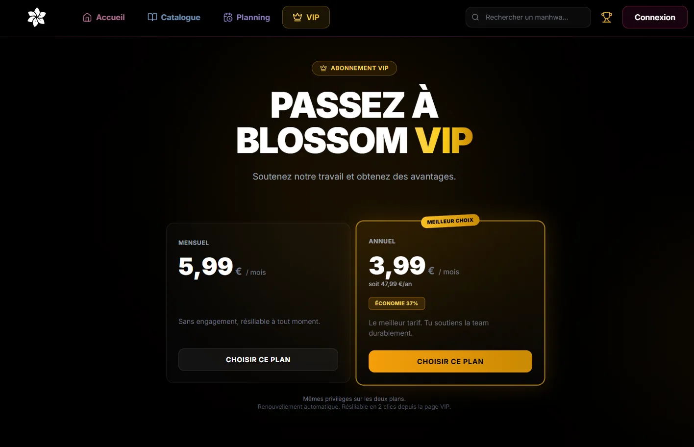 L'abonnement VIP